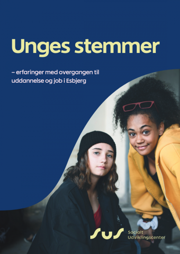 Forside til publikationen Unges stemmer– erfaringer med overgangen til job og uddannelse i Esbjerg